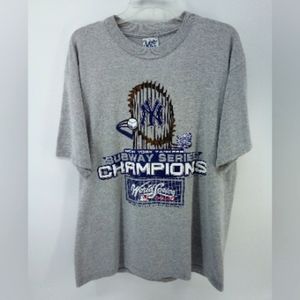 NY Yankees 2000 Subway Series Champions World Series Gray Lee 90% Cotton Top L